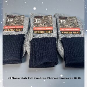 x3 Mossy Oak Full Cushion Thermal Xtreme Heat Size 10-13
